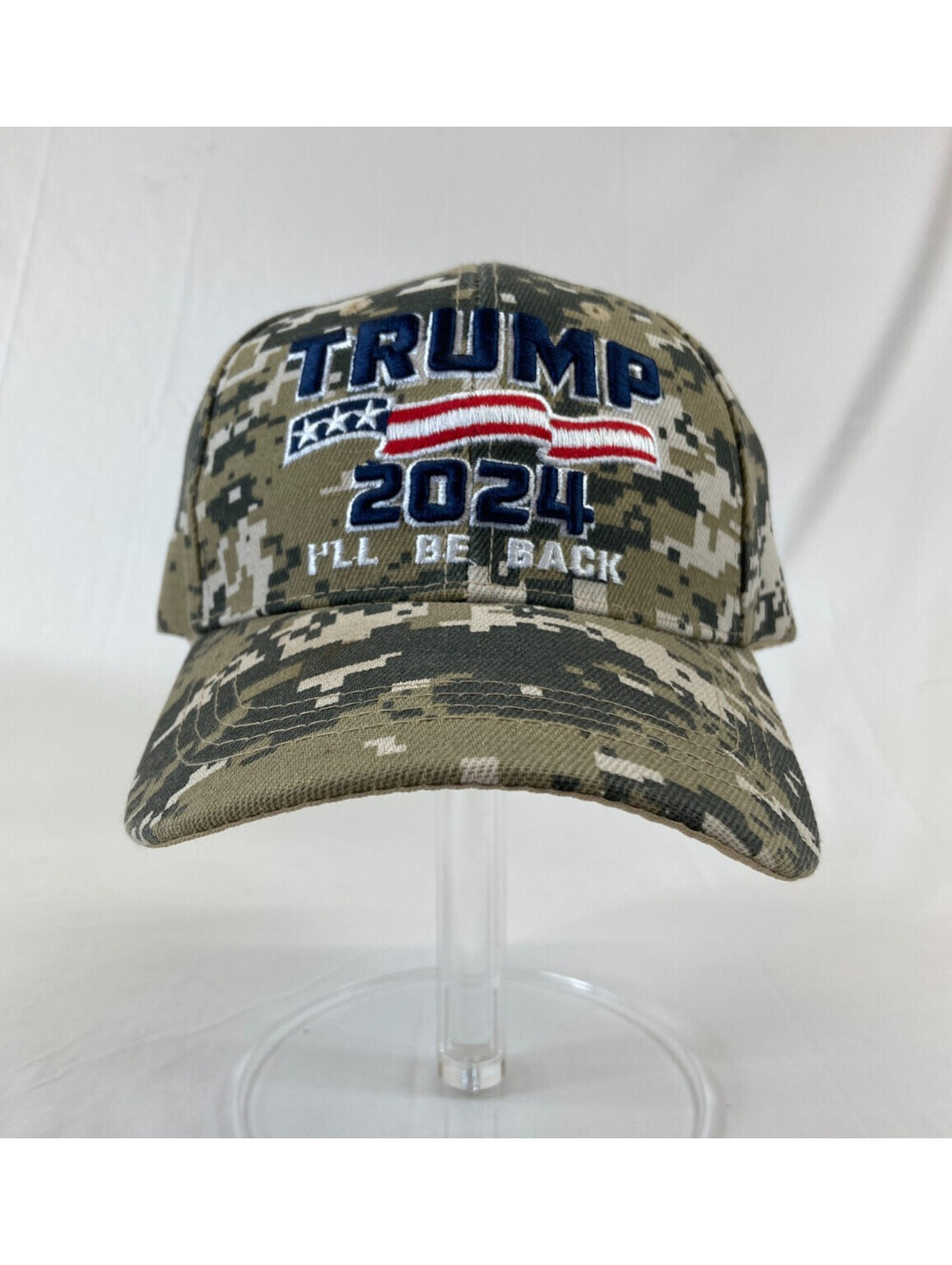 Trump 2024 I'll Be Back Baseball Cap Strapback Hat Digital Camo Casual Outdoor